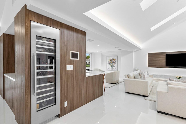 interior space with wine cooler