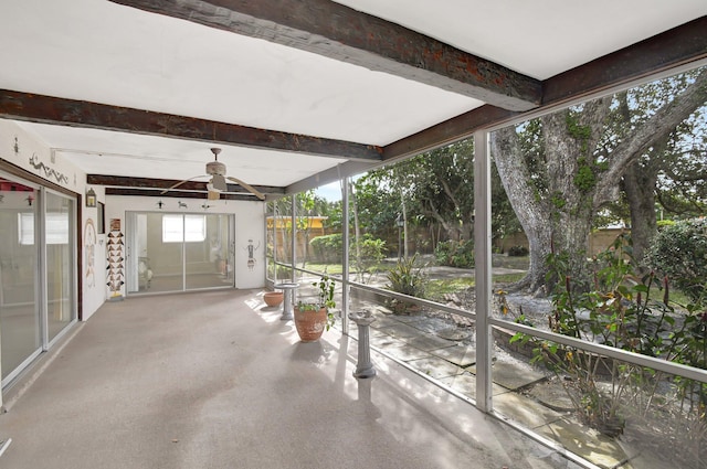 garage with ceiling fan