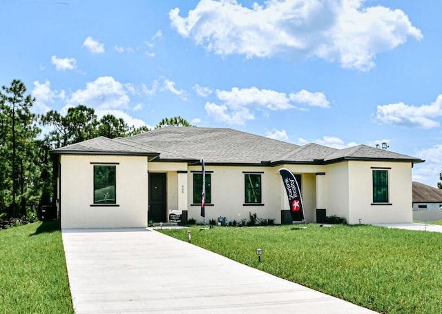 prairie-style house with a front yard