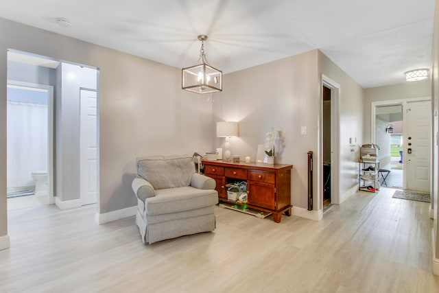 living area featuring light wood-type flooring