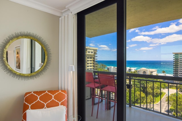 balcony with a water view