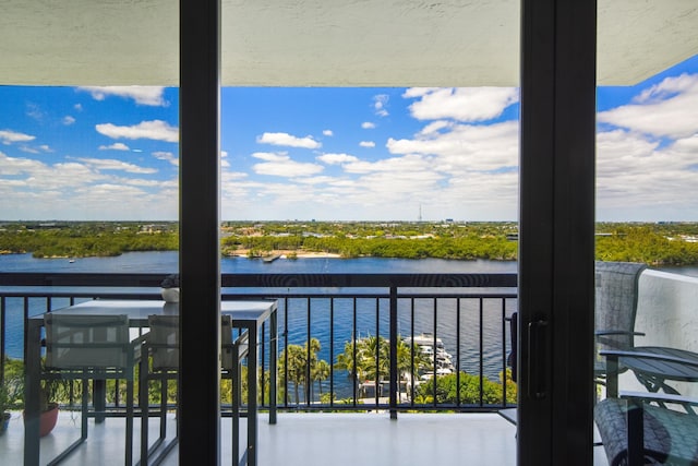 balcony with a water view