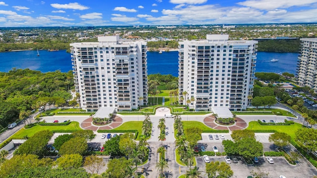 bird's eye view featuring a water view