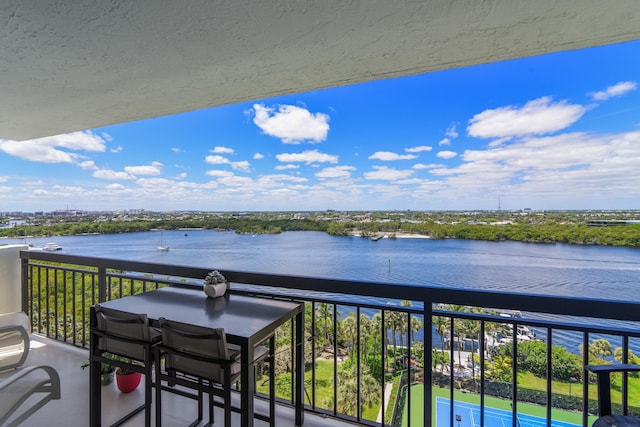 balcony with a water view