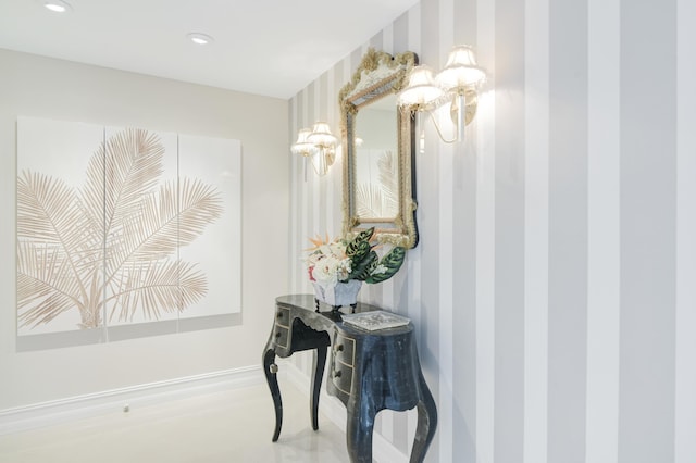 2003 N Ocean Blvd Unit 1203, Boca Raton, FL 33431 - bathroom with recessed lighting, a chandelier, and baseboards