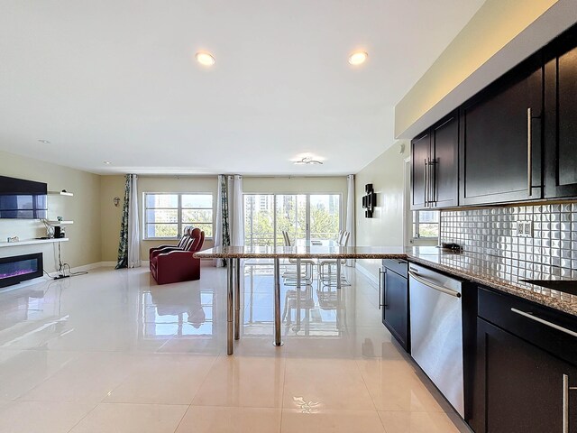 tiled dining area with sink