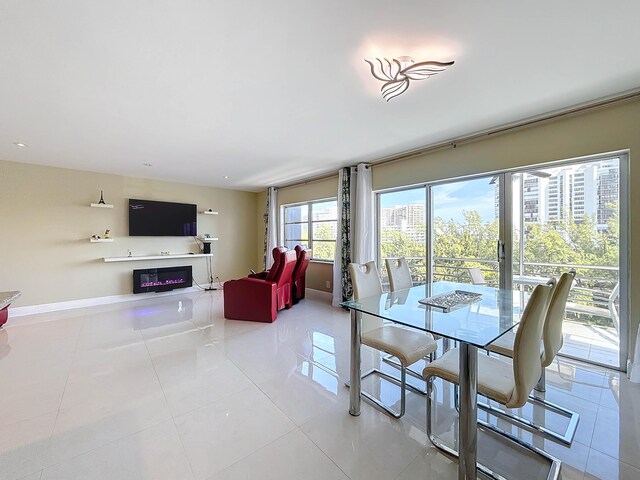 tiled living room featuring sink