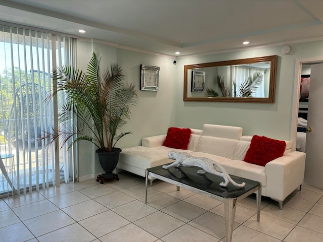 view of tiled living room