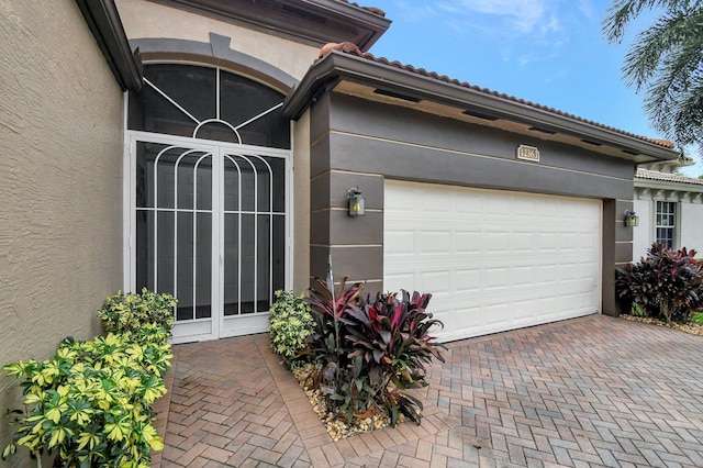 exterior space featuring a garage