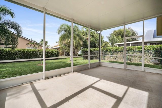 view of unfurnished sunroom