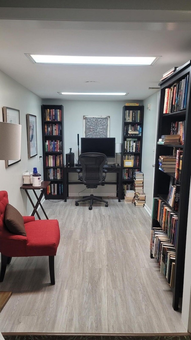 office space featuring light wood-type flooring