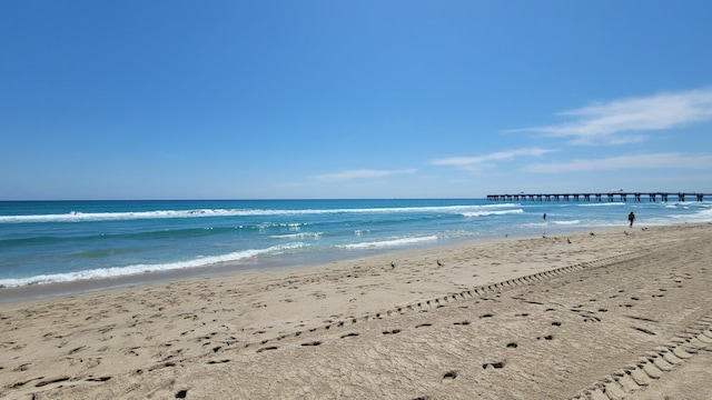 view of water feature featuring a view of the beach