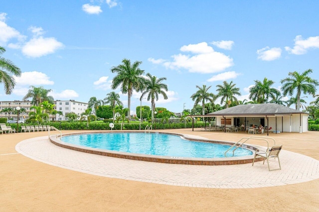 view of pool featuring a patio