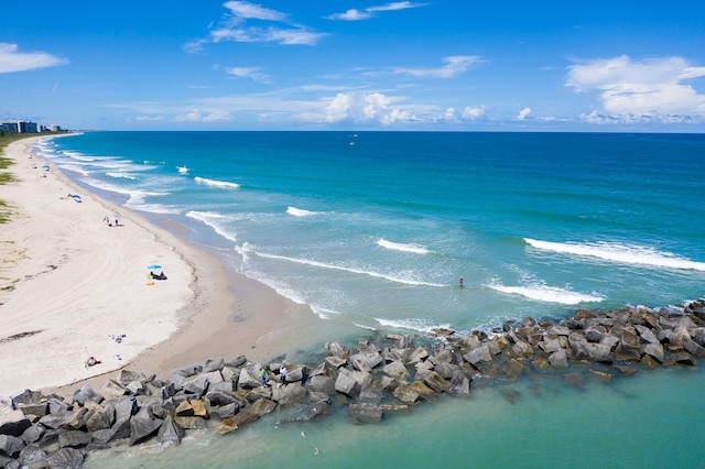 view of water feature featuring a beach view