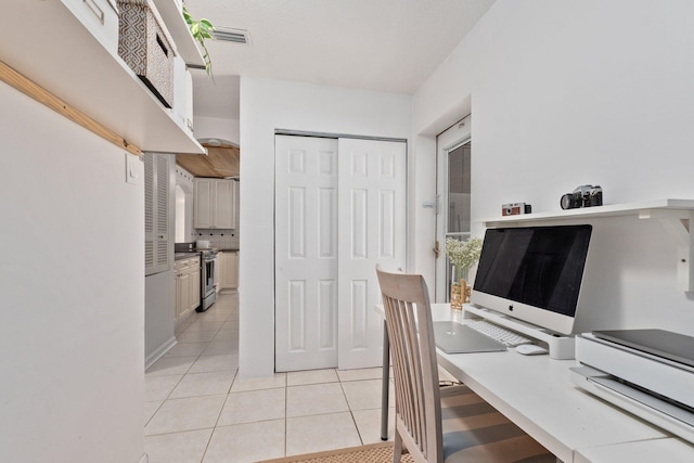 view of tiled home office