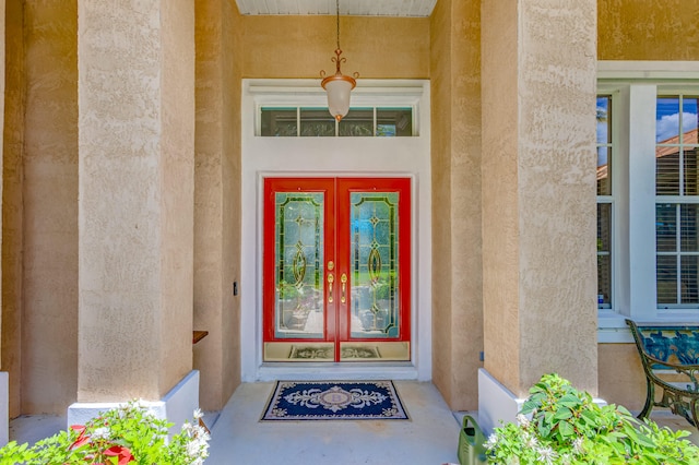 property entrance with french doors