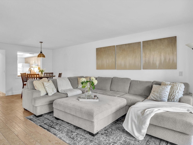 living room with hardwood / wood-style flooring