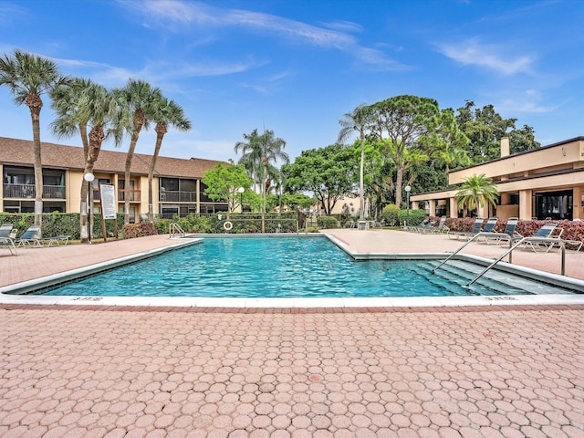 view of pool featuring a patio