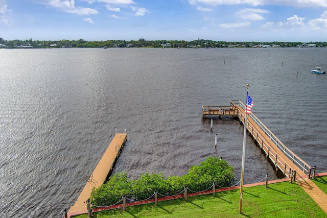 dock area featuring a water view