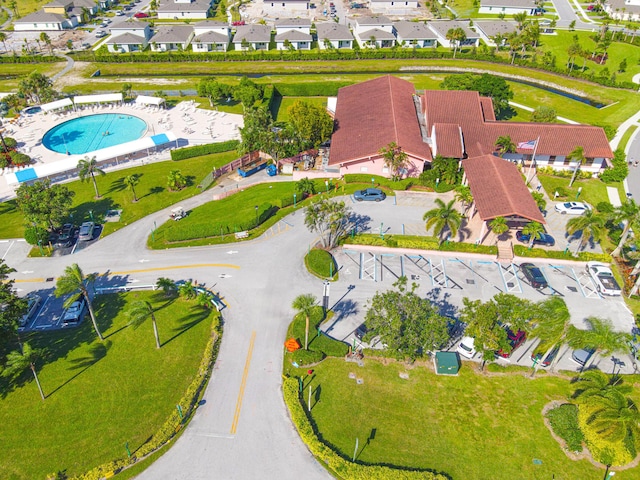 13735 Flora Pl Unit C, Delray Beach, FL 33484 - aerial perspective of suburban area featuring a pool area