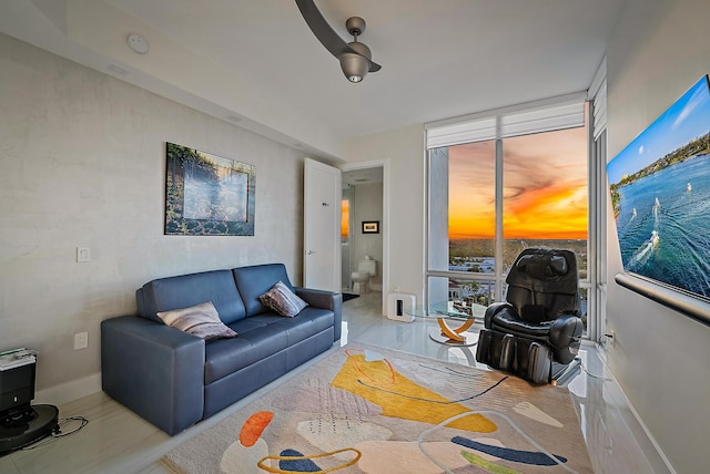 living room with light hardwood / wood-style flooring