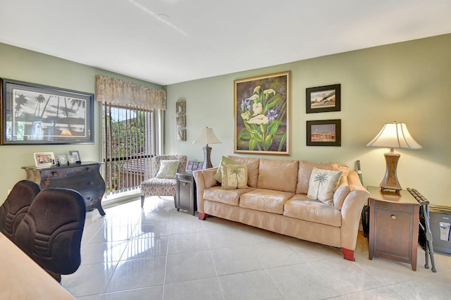 view of tiled living room