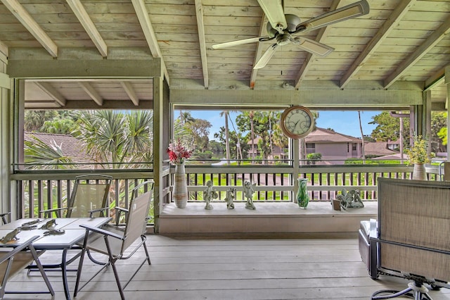 wooden terrace with ceiling fan