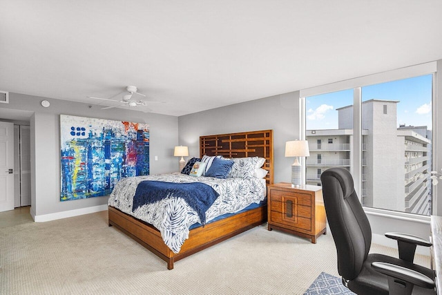 bedroom featuring carpet and ceiling fan