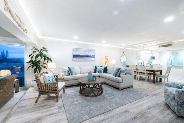 living room featuring light hardwood / wood-style flooring