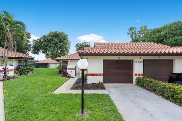 mediterranean / spanish-style house with a front lawn