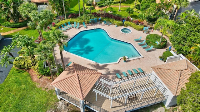 view of pool featuring a patio area