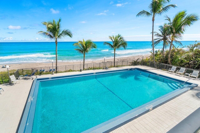 view of patio featuring a water view