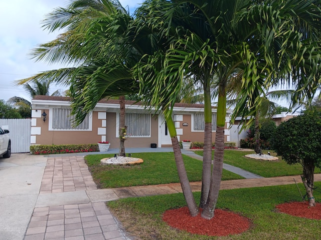 view of front of house featuring a front lawn