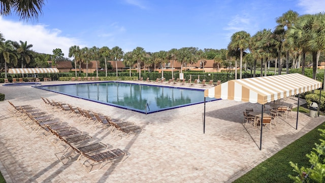 view of swimming pool with a patio