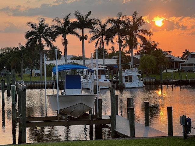 dock area featuring a water view