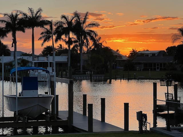 dock area featuring a water view