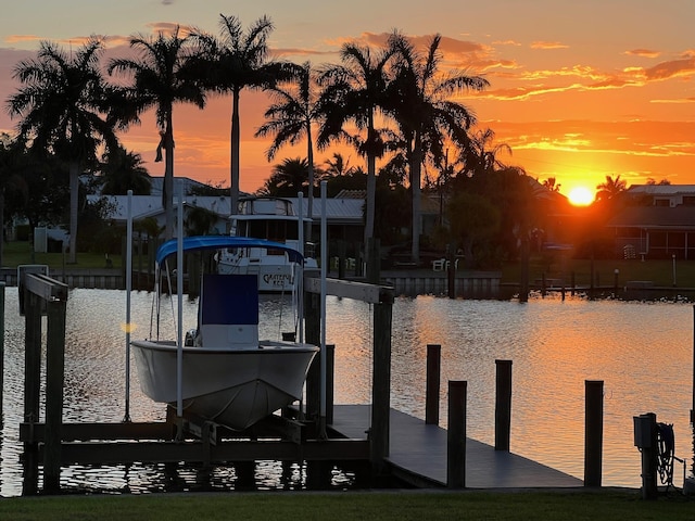 dock area featuring a water view