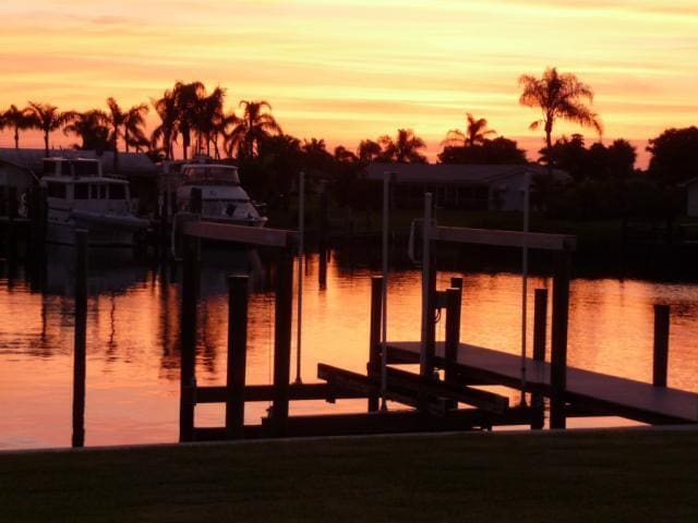 view of dock featuring a water view