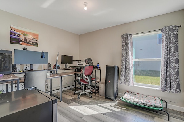 office featuring light wood finished floors