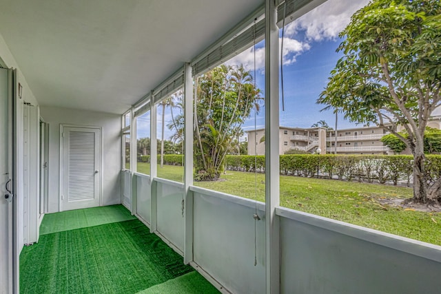 view of unfurnished sunroom