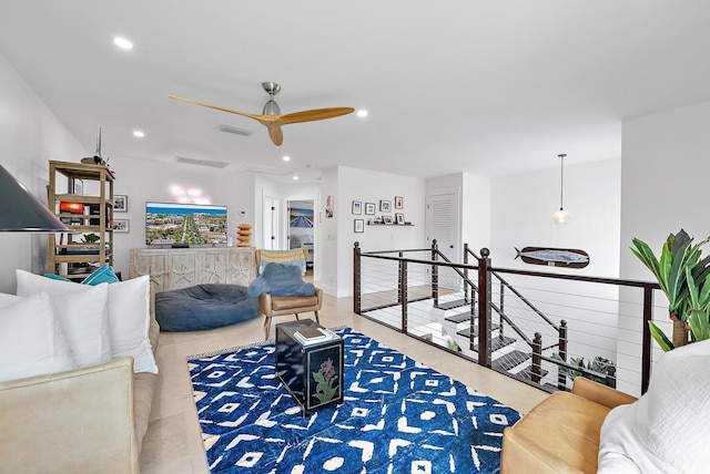 1484 Via Del Sol, Jupiter, FL 33477 - living area featuring ceiling fan and recessed lighting
