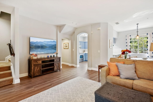 living room featuring hardwood / wood-style floors