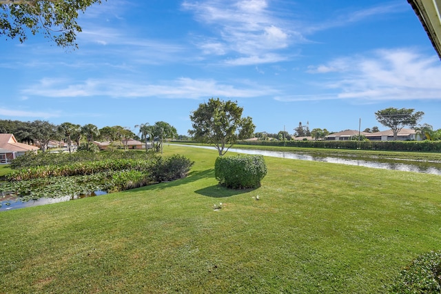 view of yard featuring a water view