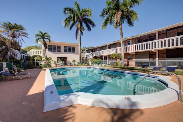 view of pool featuring a patio area