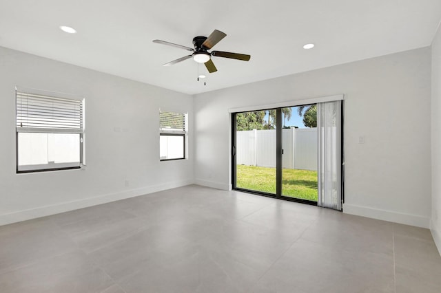 unfurnished room featuring ceiling fan