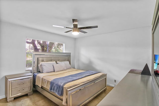 bedroom featuring ceiling fan