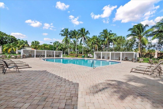 view of pool featuring a patio area