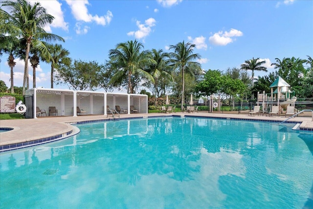 view of pool with a patio