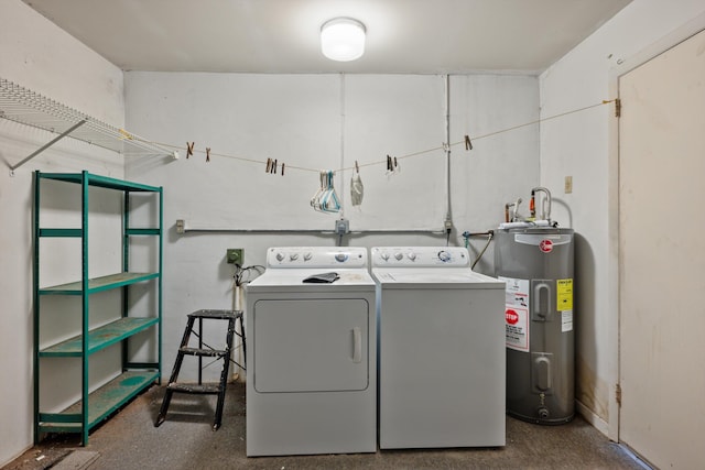 laundry room featuring separate washer and dryer and water heater