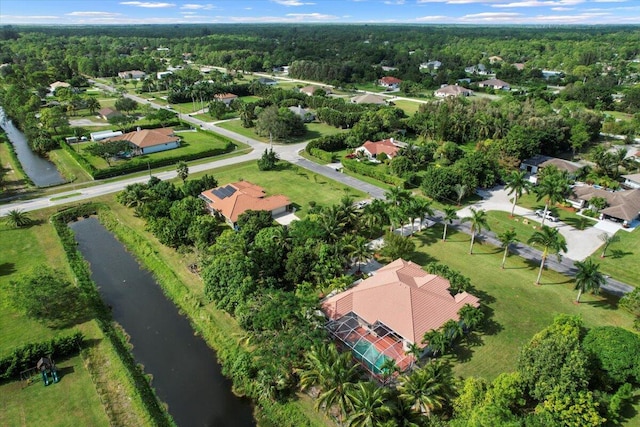 bird's eye view featuring a water view